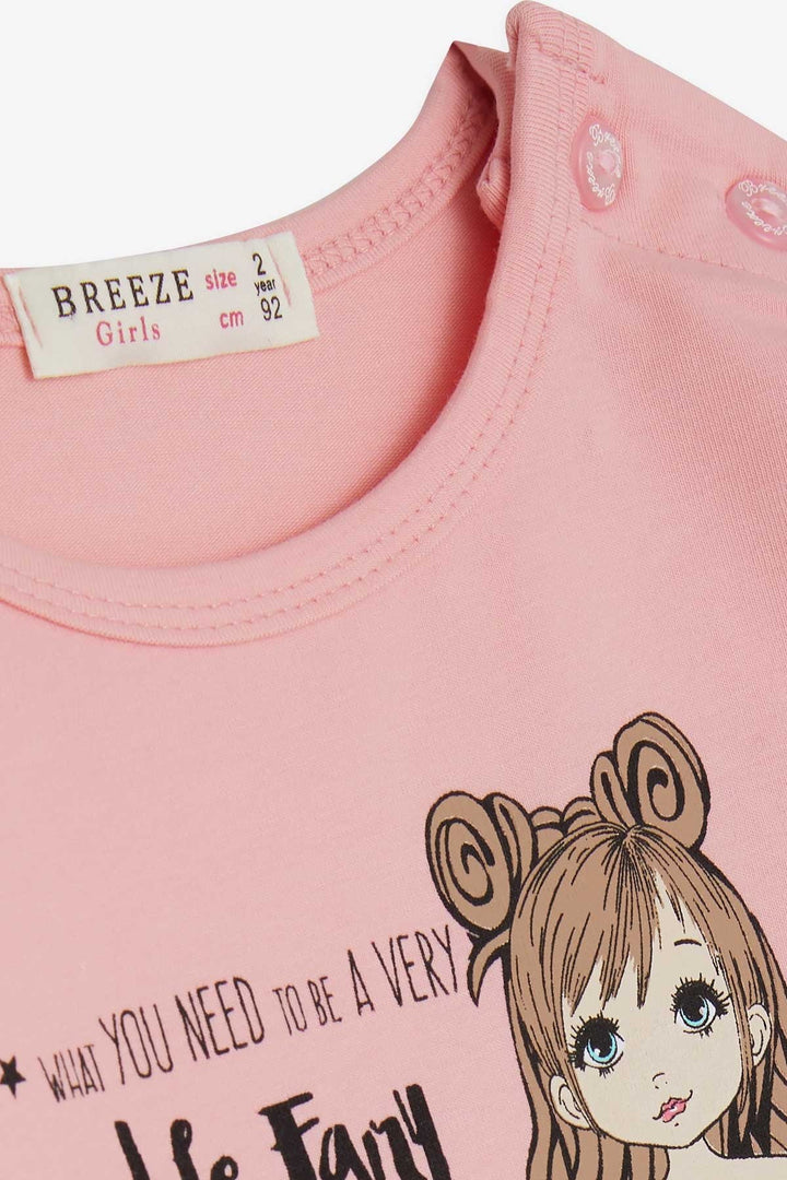 BRE Breeze Girl Child Long Sleeve T-Shirt Printed 1-4 Years, Salmon - Chalco