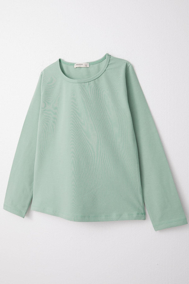 BRE Breeze Girl Child Long Sleeve T-Shirt Basic 82 Years, Mint Green - Evanston