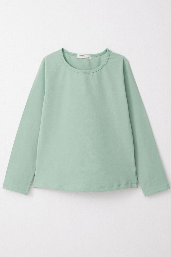 BRE Breeze Girl Child Long Sleeve T-Shirt Basic 82 Years, Mint Green - Evanston