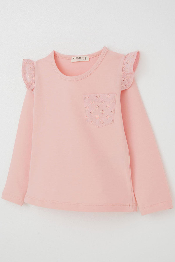 BRE Breeze Girl Child Long Sleeve T-Shirt Basic with Lace 3-8 Years, Pink - Sittard