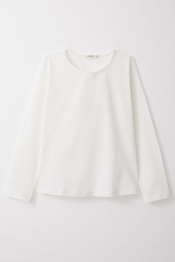 BRE Breeze Girl Child Long Sleeve T-Shirt Basic 82 Years, Ecru - Beveren