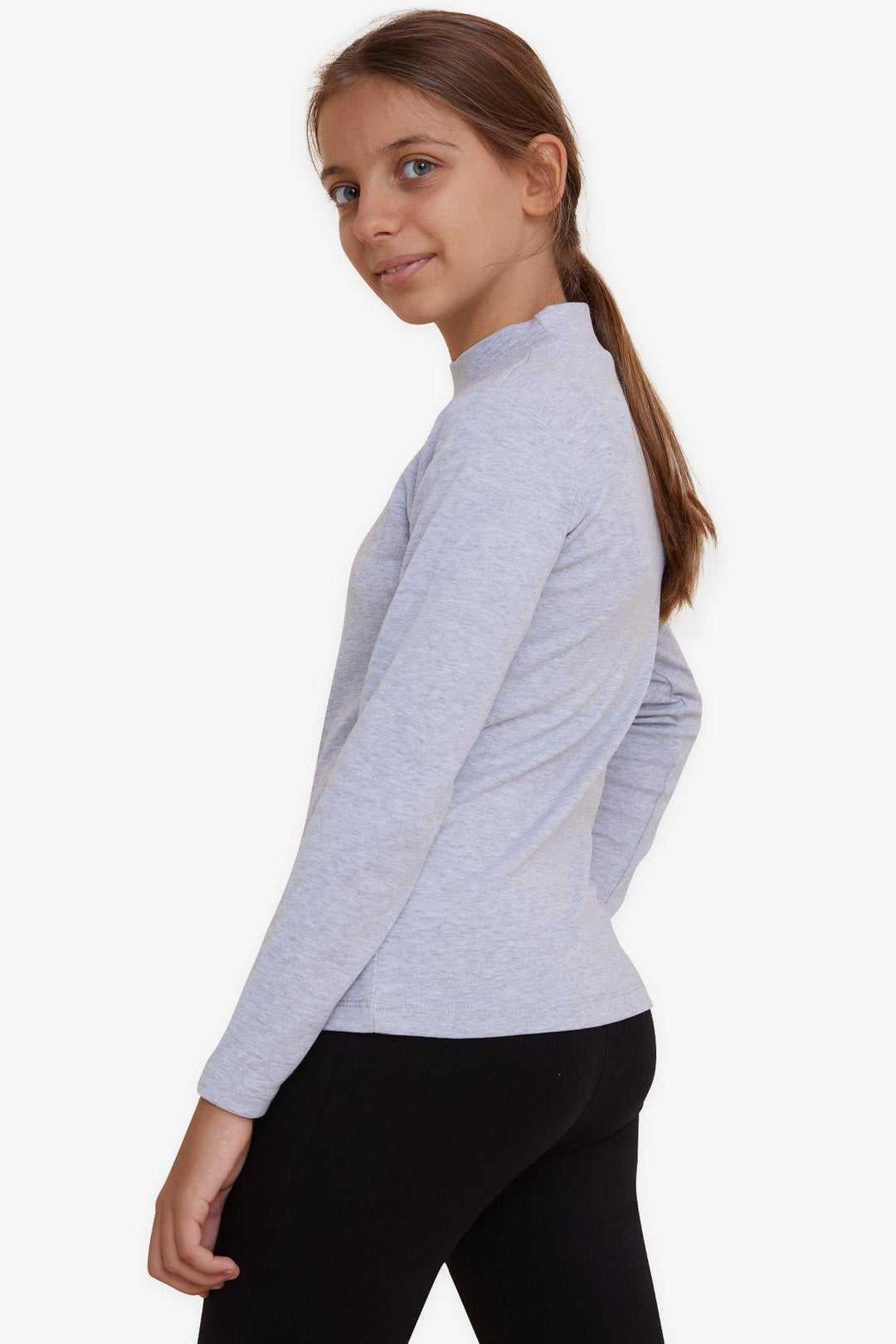 BRE Breeze Girl Child Long Sleeve T-Shirt Basic 92 Years, Grey Melange - Madison