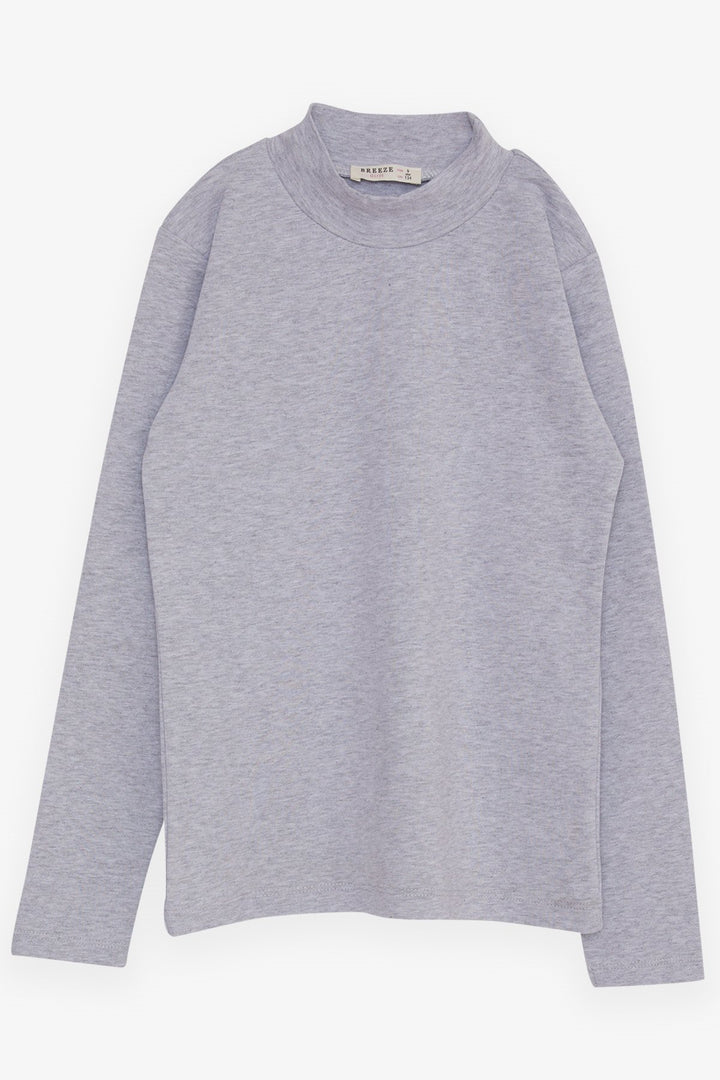 BRE Breeze Girl Child Long Sleeve T-Shirt Basic 92 Years, Grey Melange - Madison