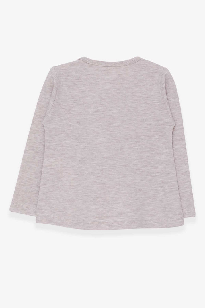 BRE Breeze Girl Child Long Sleeve T-Shirt with Pocket Bunny Printed 1.5-5 Years, Beige Melange - Charlottesville