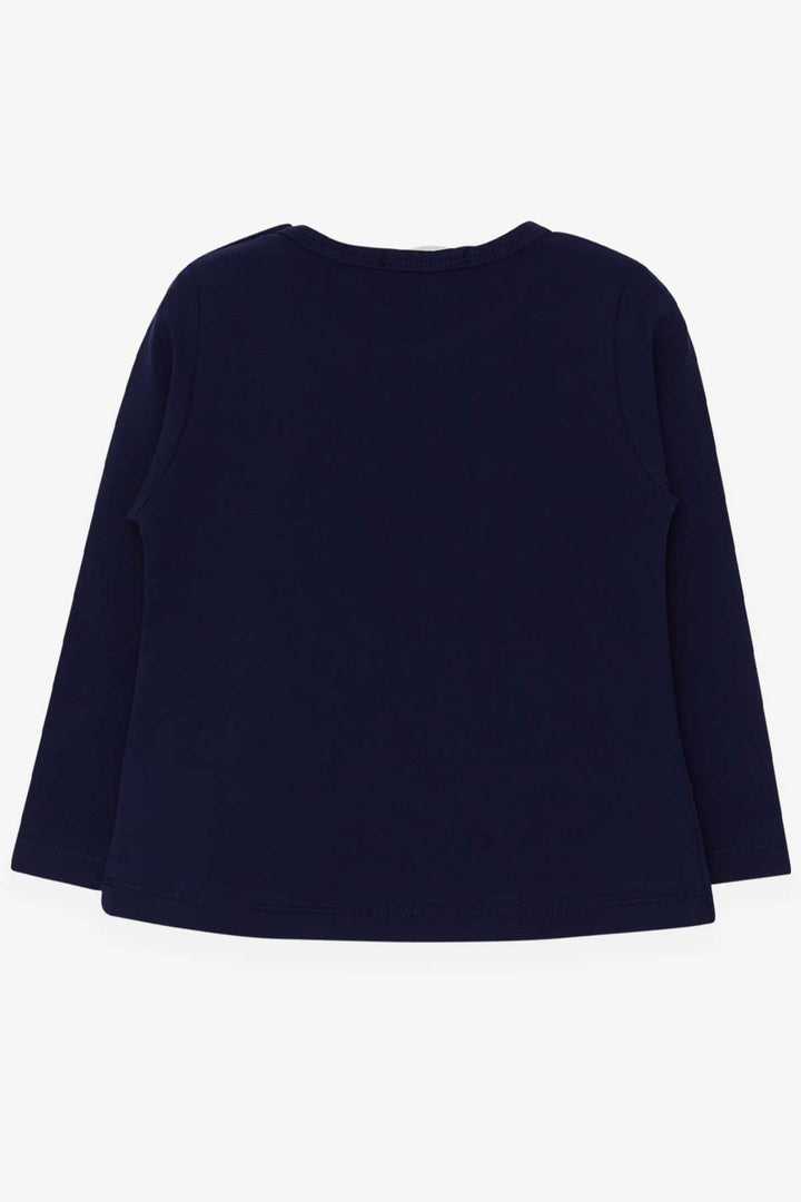 BRE Breeze Girl Child Long Sleeve T-Shirt with Pocket Bunny Printed 1.5-5 Years, Navy Blue - Tournai