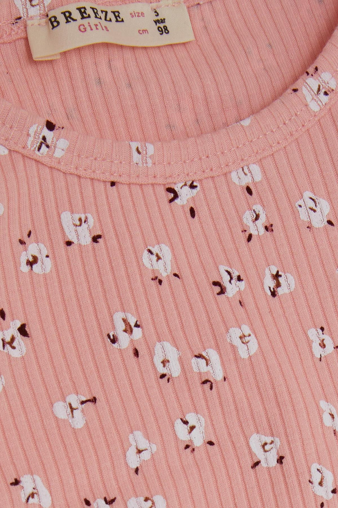 BRE Breeze Girl Child Long Sleeve T-Shirt with Flower Pattern Ruffled Shoulders 2-6 Years, Salmon - Tucker