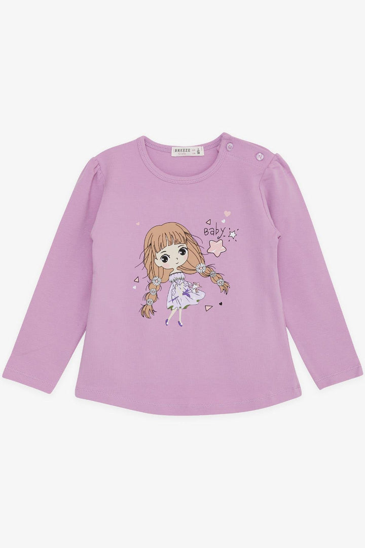 BRE Breeze Girl Child Long Sleeve T-Shirt Floral Girl Printed 1-4 Years, Lilac - Hamilton