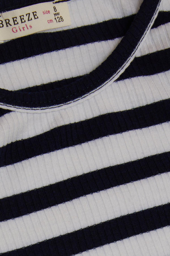 BRE Breeze Girl Child Long Sleeve T-Shirt Striped Ruffled Shoulder 62 Years, Mixed Color - Nezahualcóyotl