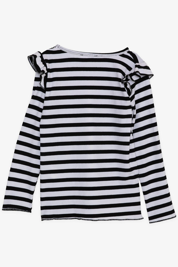 BRE Breeze Girl Child Long Sleeve T-Shirt Striped Ruffled Shoulder 62 Years, Mixed Color - Derry