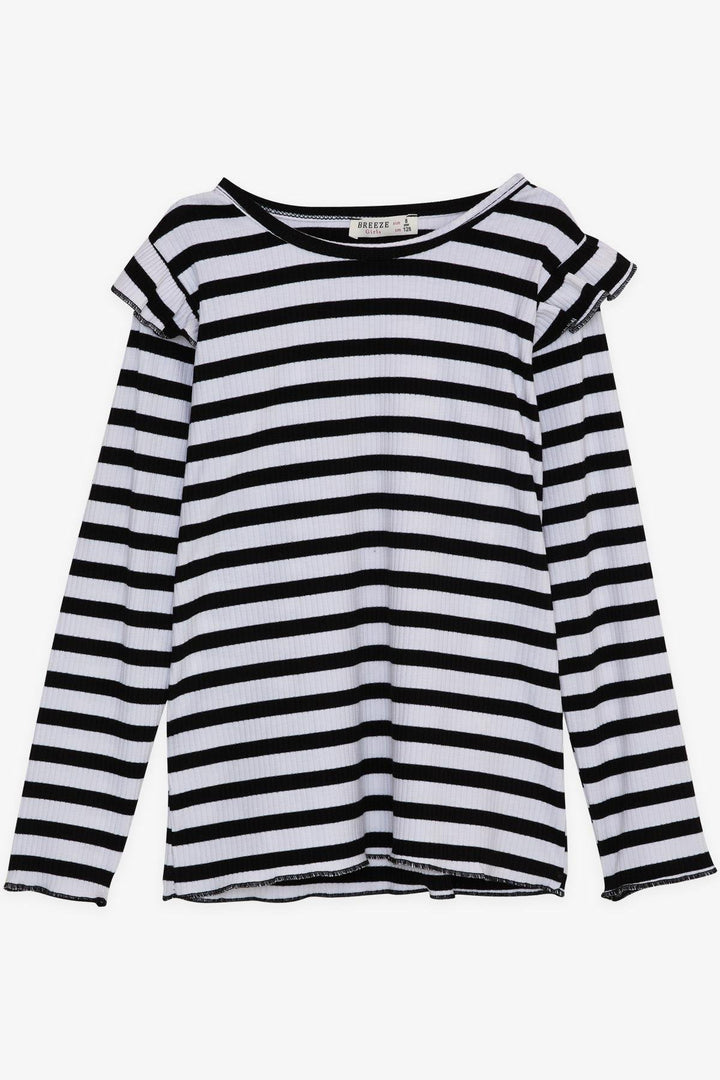 BRE Breeze Girl Child Long Sleeve T-Shirt Striped Ruffled Shoulder 62 Years, Mixed Color - Derry