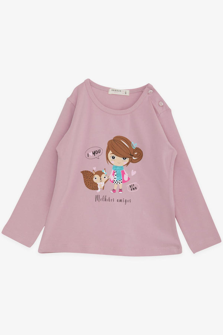 BRE Breeze Girl Child Long Sleeve T-Shirt Friendship Themed Girl Printed 1-4 Years, Pink - Cookeville