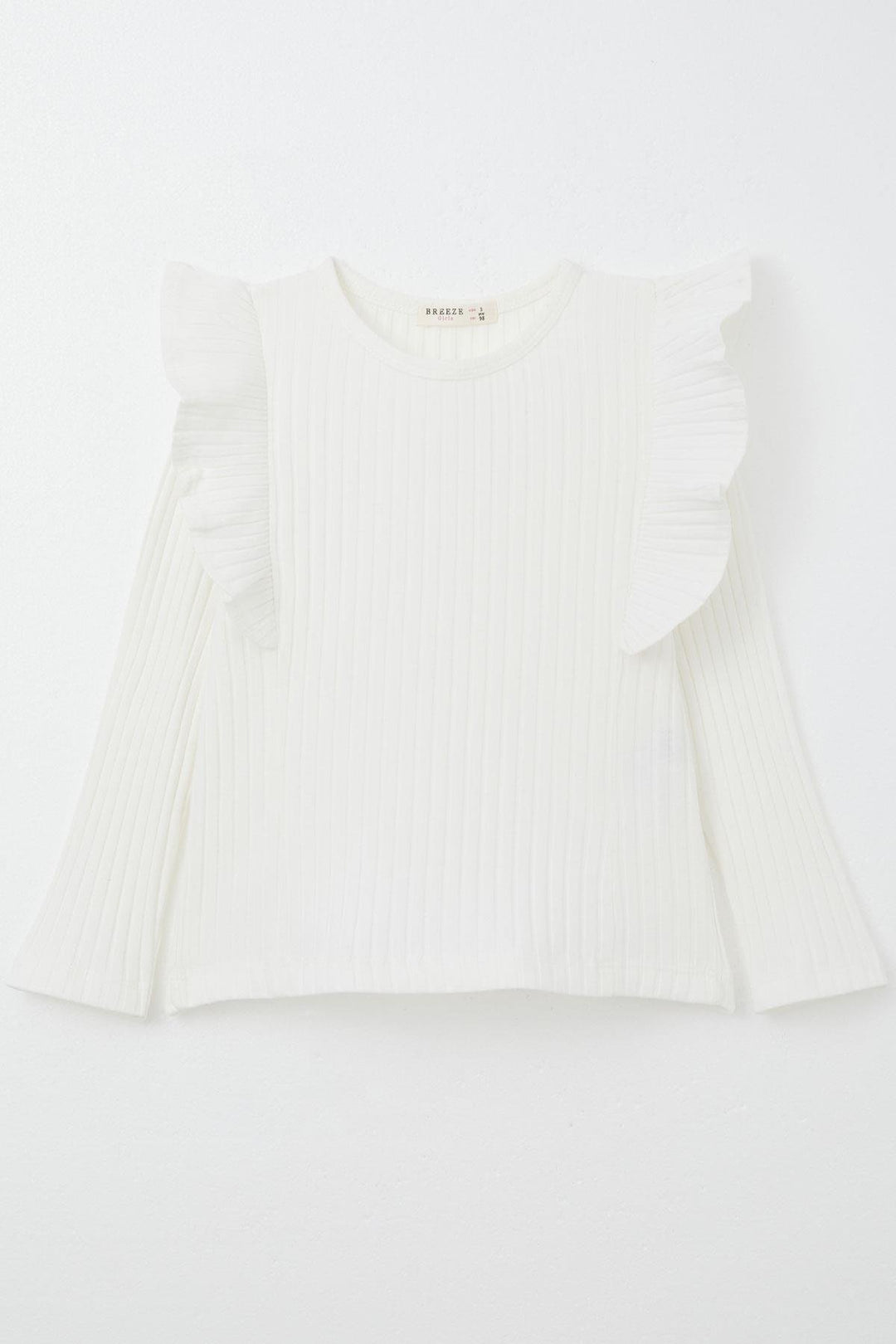 BRE Breeze Girl Child Long Sleeve T-Shirt with Frills 2-6 Years, Ecru - Moreno Valley