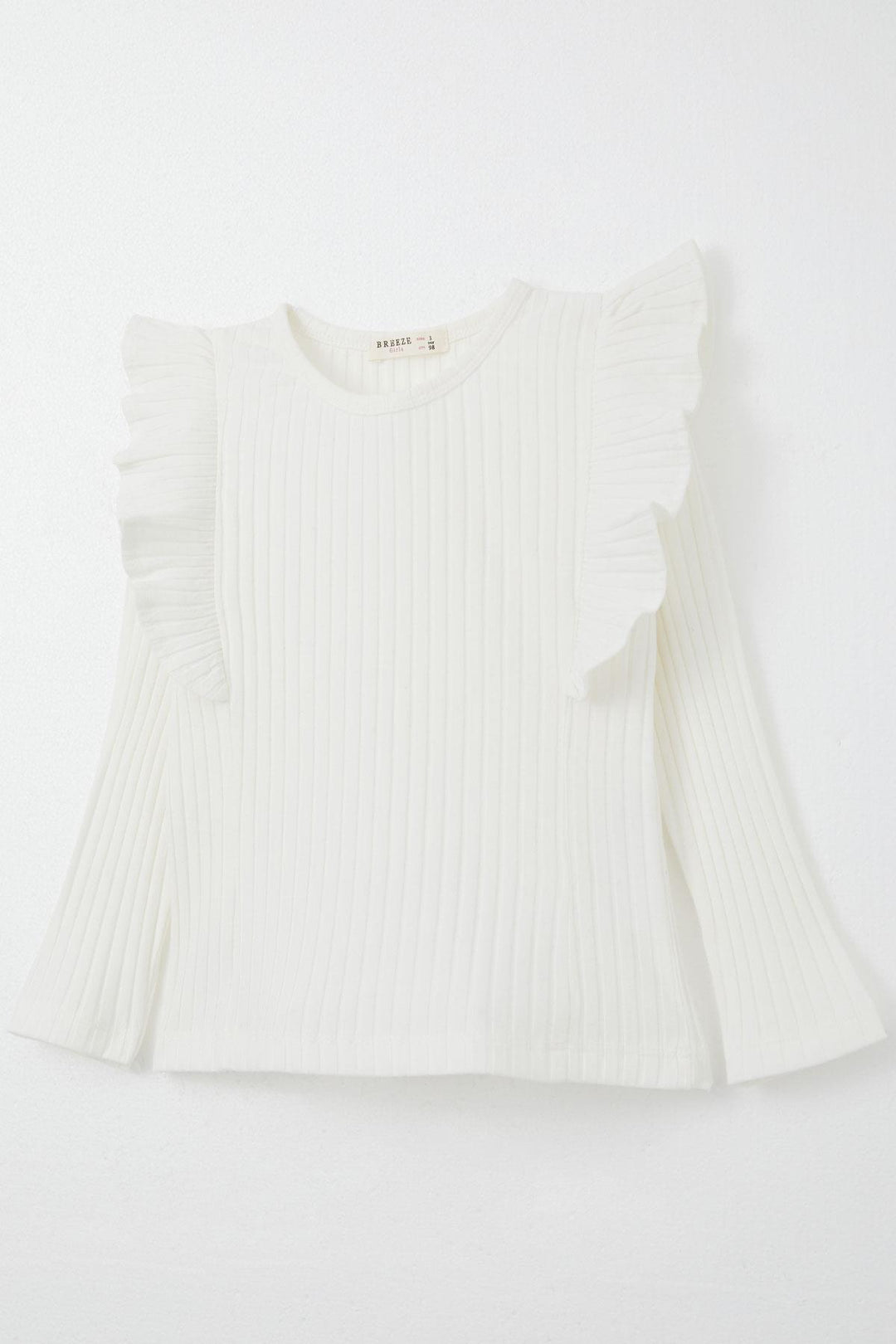 BRE Breeze Girl Child Long Sleeve T-Shirt with Frills 2-6 Years, Ecru - Moreno Valley