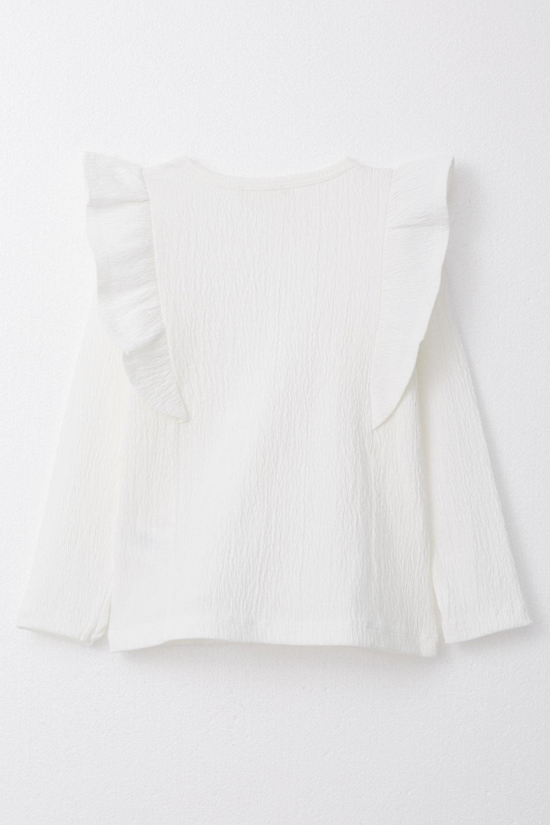 BRE Breeze Girl Child Long Sleeve T-Shirt with Frills and Armalı, 3-7 Years, White - Newport
