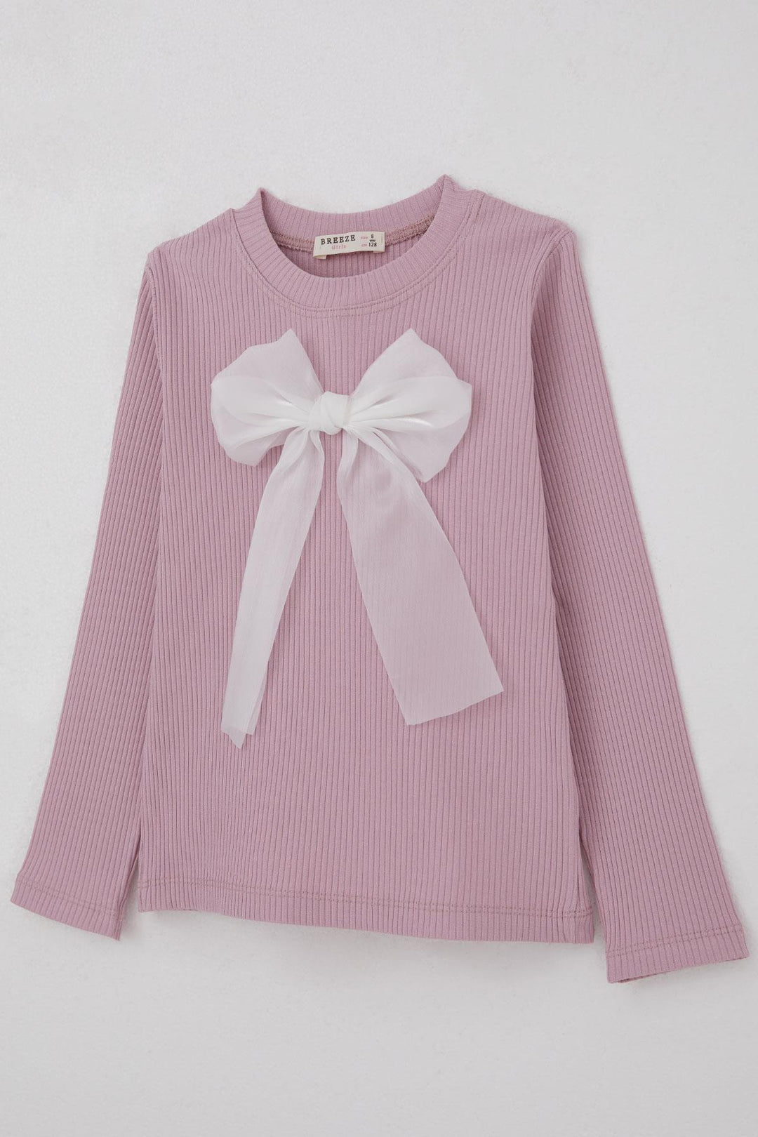 BRE Breeze Girl Child Long Sleeve T-Shirt with Bow Accessory 82 Years, Lilac - DeSoto