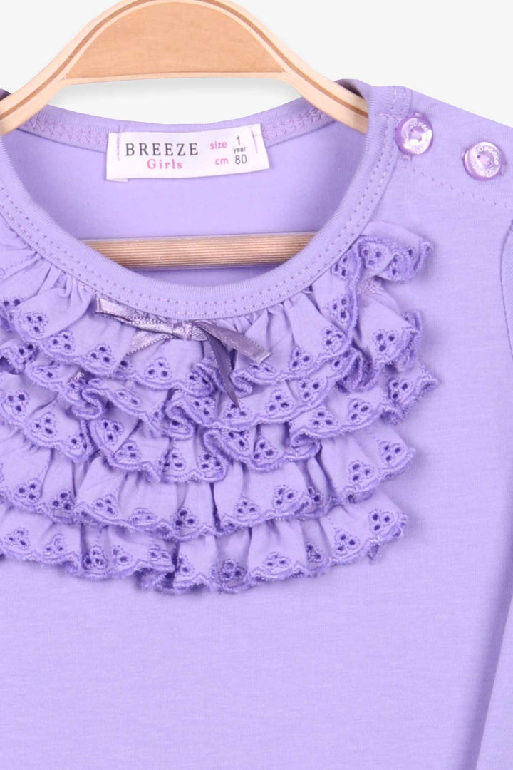 BRE Breeze Girl Child Long Sleeve T-Shirt with Lace Bow 6 Months-8 Years, Lilac - Philadelphia