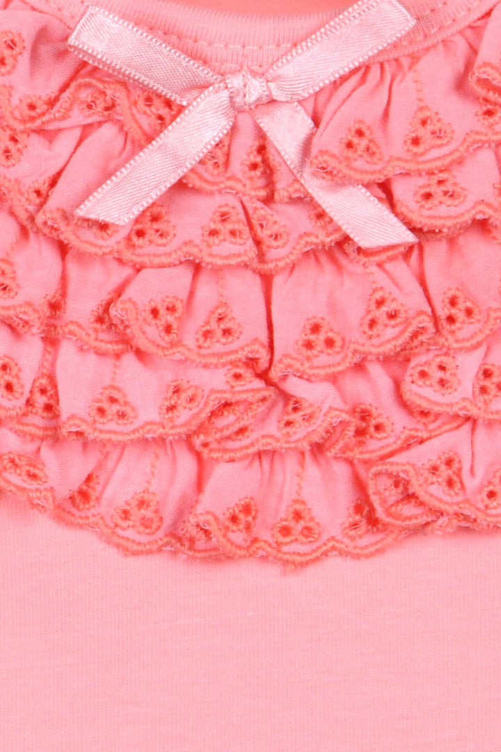 BRE Breeze Girl Baby Long Sleeve T-Shirt with Lace Bow 6 Months-8 Years, Salmon - Horishni Plavni