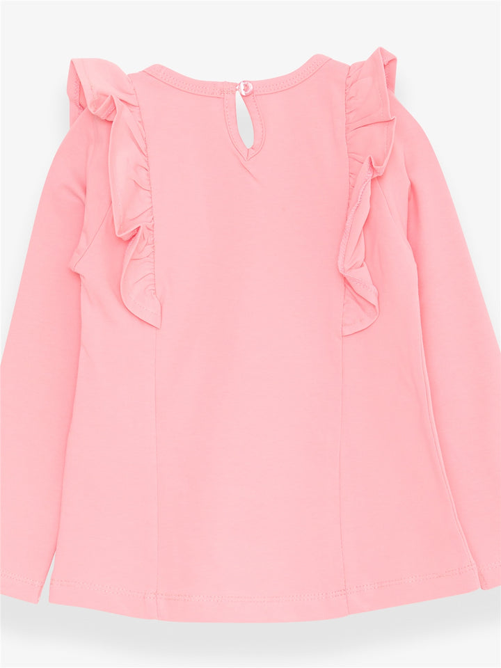 BRE Breeze Girl Child Long Sleeve T-Shirt with Lace Frills, 3-8 Years, Powder - Lansing