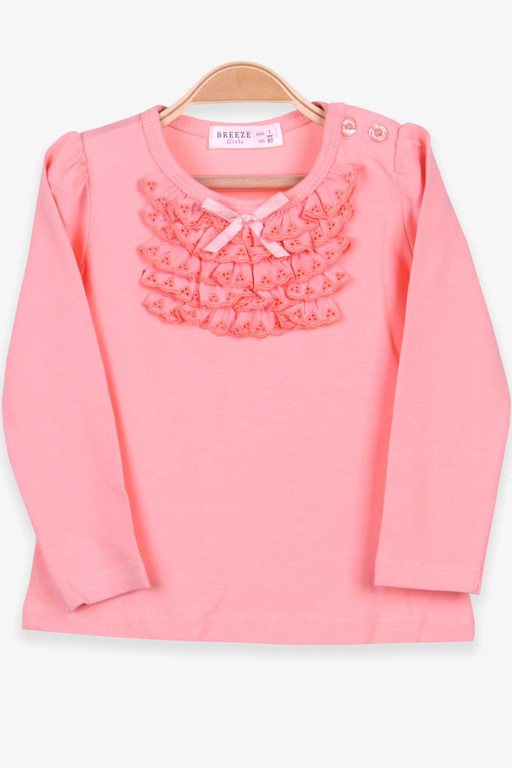 BRE Breeze Girl Baby Long Sleeve T-Shirt with Lace Bow 6 Months-8 Years, Salmon - Horishni Plavni