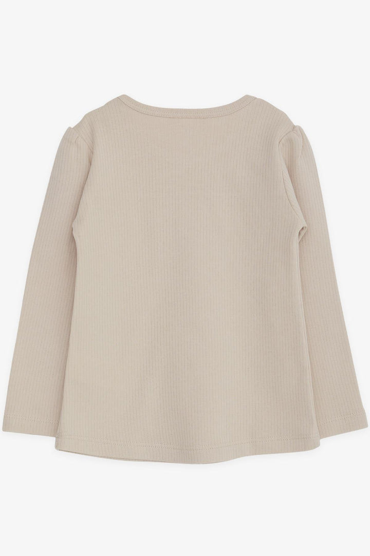 BRE Breeze Girl Child Long Sleeve T-Shirt with Lace, 1-4 Years, Beige - Indian Trail