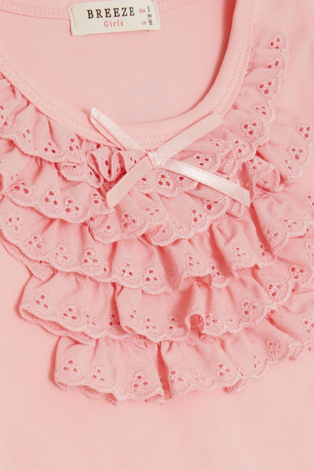 BRE Breeze Girl Child Long Sleeve T-Shirt with Lace Bow, Pink, 3-8 Years - Genk