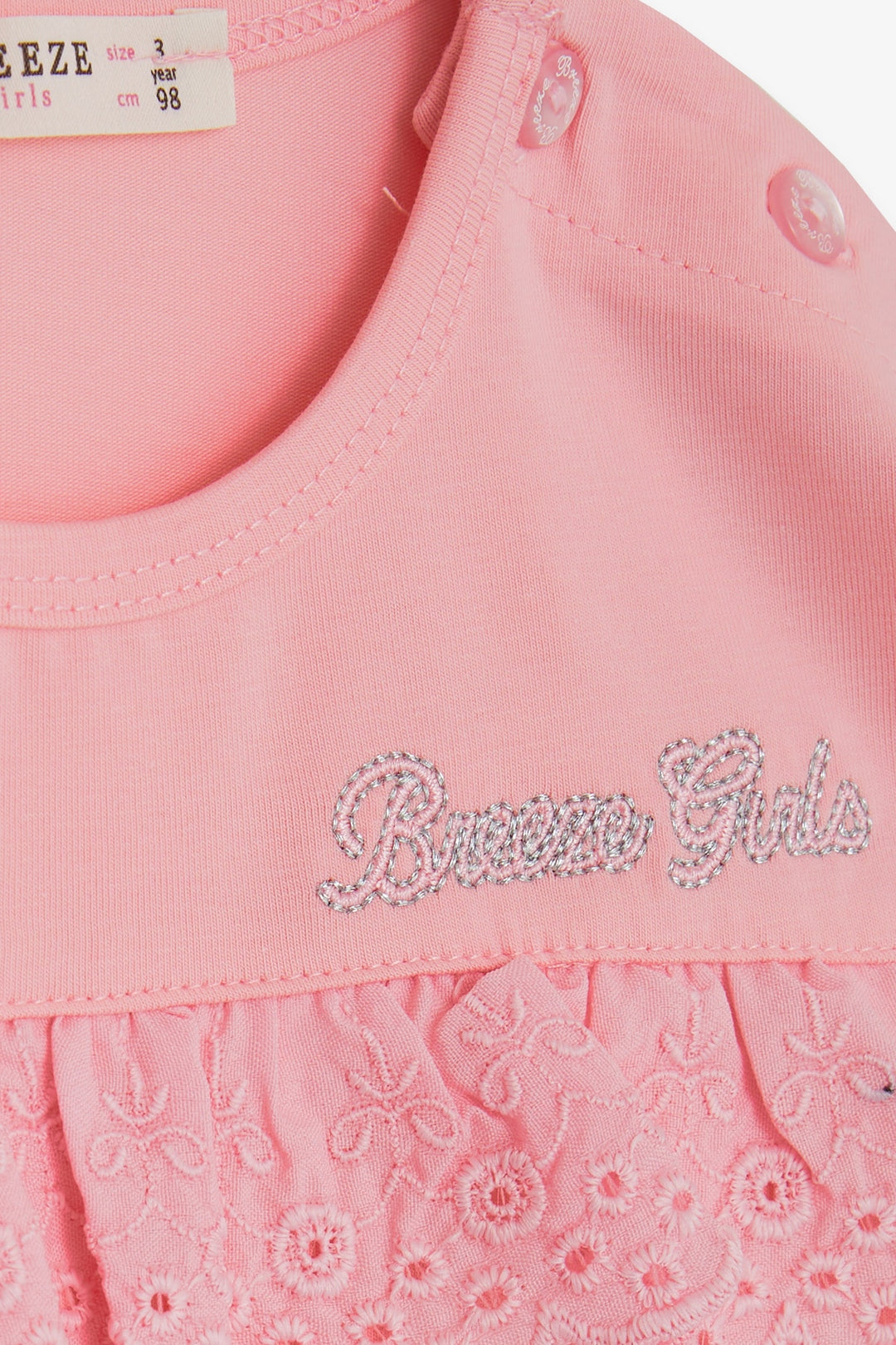 BRE Breeze Girl Child Long Sleeve T-Shirt with Lace, 1-4 Years, Powder - San Luis Potosí