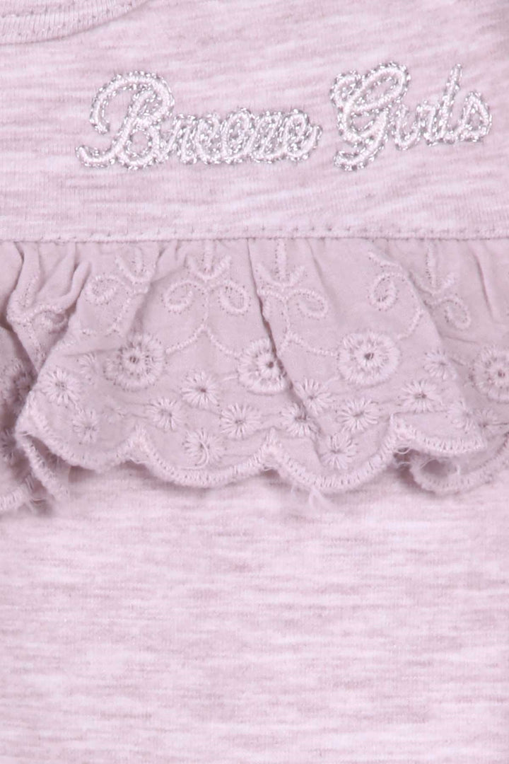 BRE Breeze Girl Child Long Sleeve T-Shirt with Lace, 1-4 Years, Beige Melange - Midland
