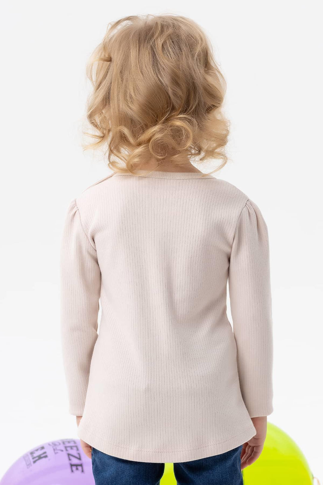 BRE Breeze Girl Child Long Sleeve T-Shirt with Lace, 1-4 Years, Beige - Indian Trail