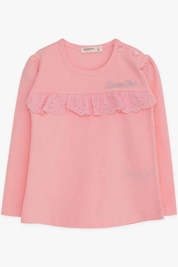 BRE Breeze Girl Child Long Sleeve T-Shirt with Lace, 1-4 Years, Powder - San Luis Potosí