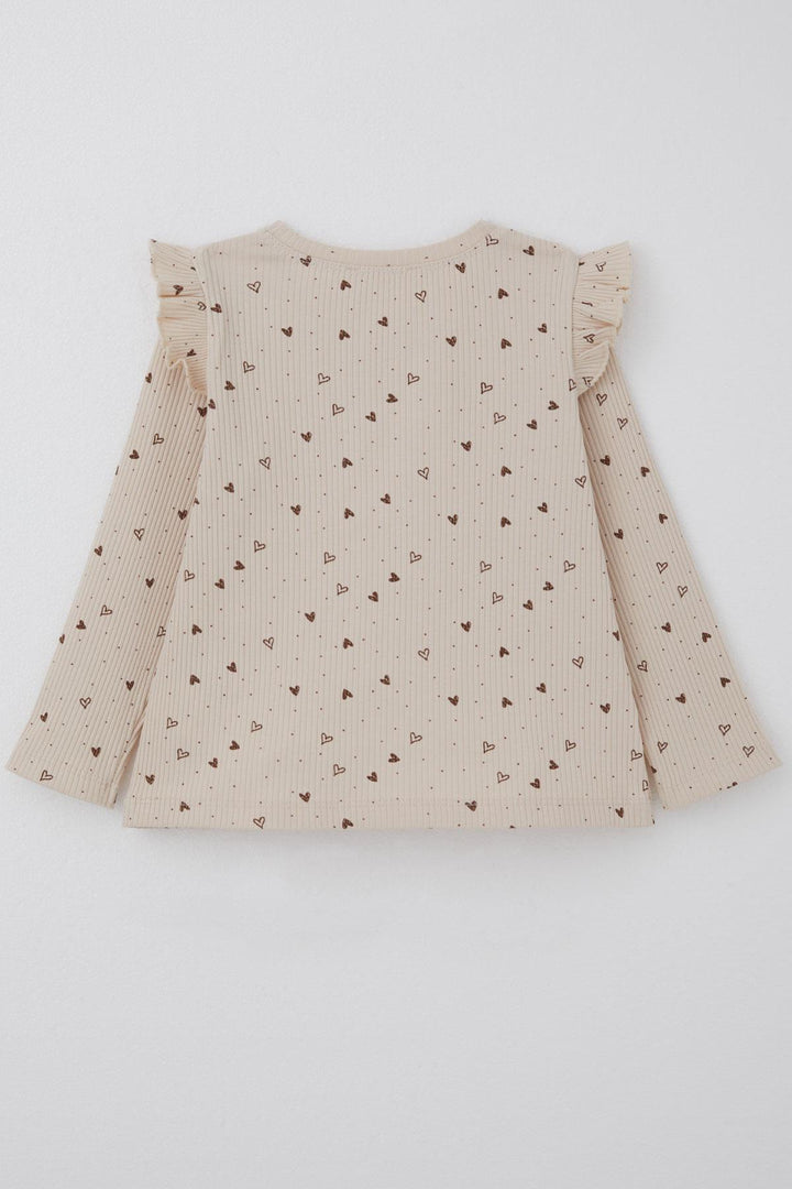 BRE Breeze Girl Child Long Sleeve T-Shirt Heart Pattern Printed 2-6 Years, Beige - Alhaurín de la Torre