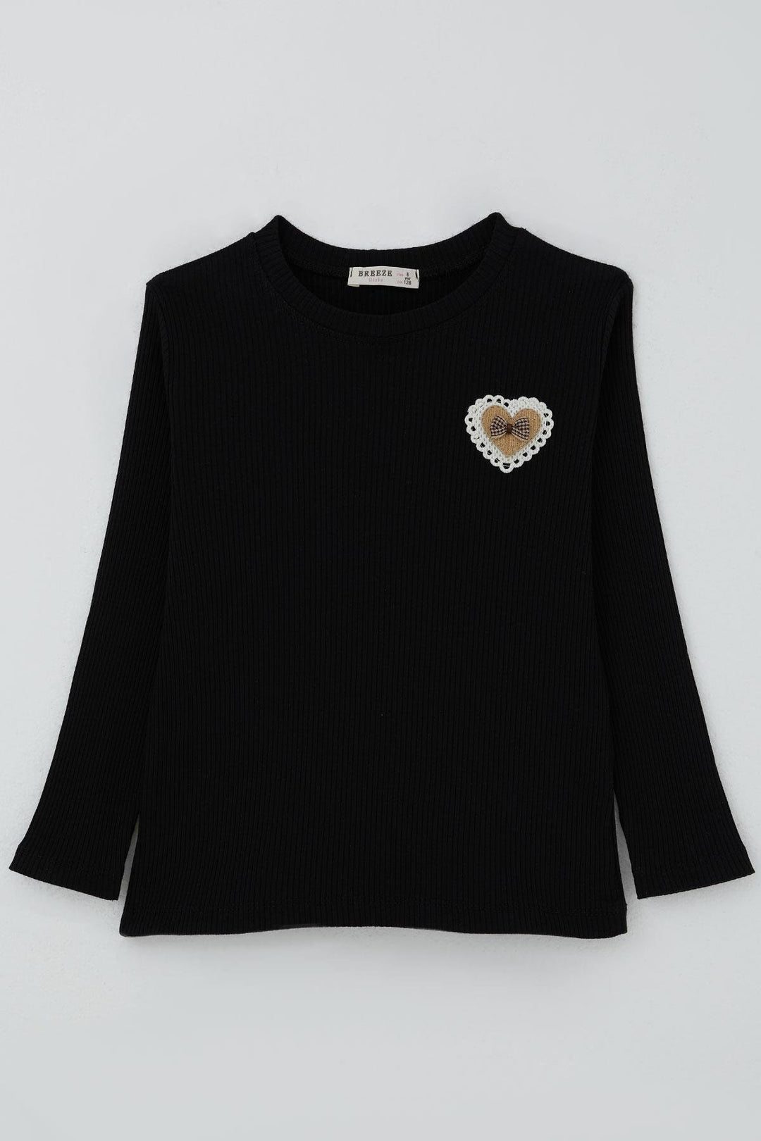 BRE Breeze Girl Child Long Sleeve T-Shirt with Heart Emblem Bow 50 Years, Black - West Covina