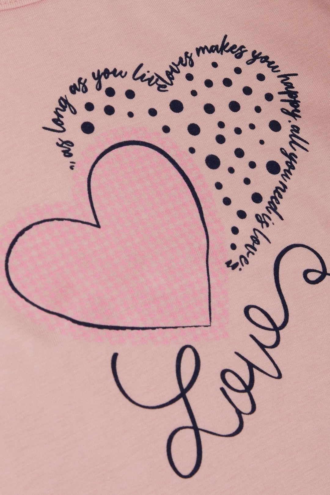 BRE Breeze Girl Child Long Sleeve T-Shirt Houndstooth Polka Dot Heart Printed Written 3-8 Years, Pink - Pearl City