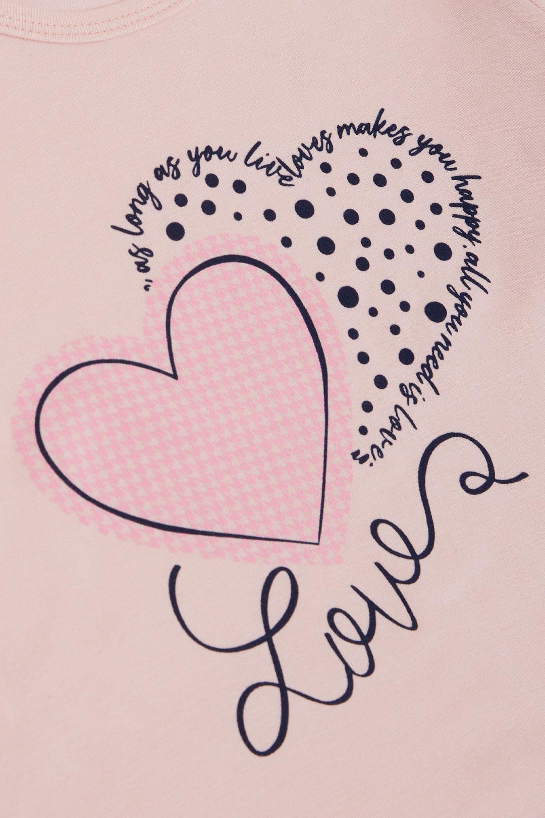 BRE Breeze Girl Child Long Sleeve T-Shirt Houndstooth Polka Dot Heart Printed Written 3-8 Years, Pink - Groningen