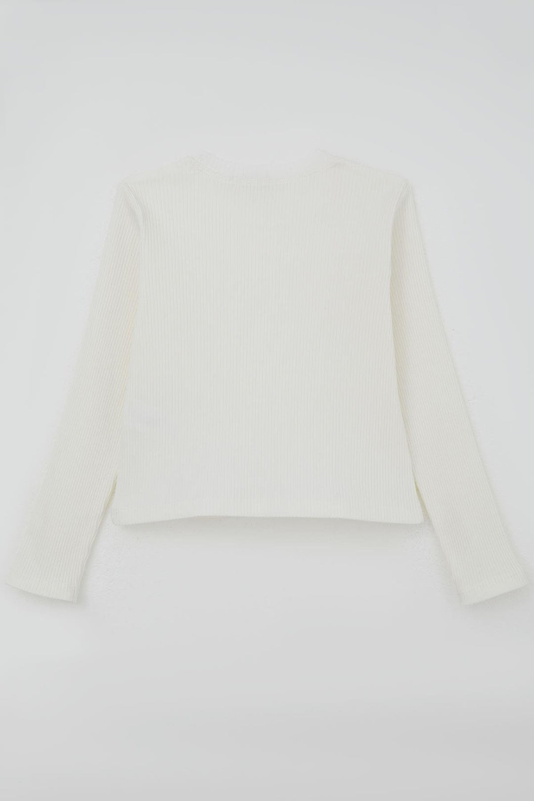 BRE Breeze Girl Child Long Sleeve T-Shirt with Butterfly Emblem Sequined Pearl Detail, 84 Years, Ecru - Meadow Woods