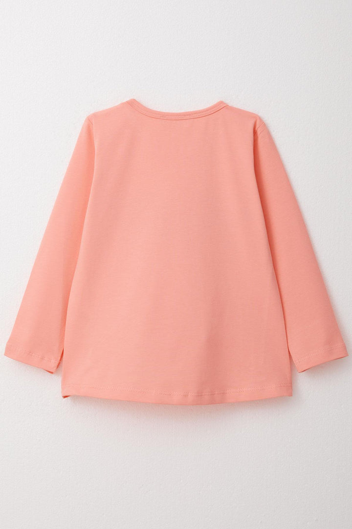 BRE Breeze Girl Child Long Sleeve T-Shirt with Butterfly Printed Writing 3-8 Years, Salmon - Cannes