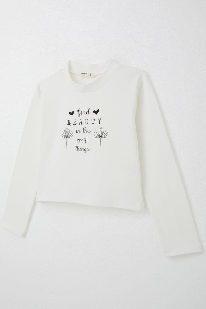 BRE Breeze Girl Child Long Sleeve T-Shirt Belt Length Printed 94 Years, Ecru - Tynemouth