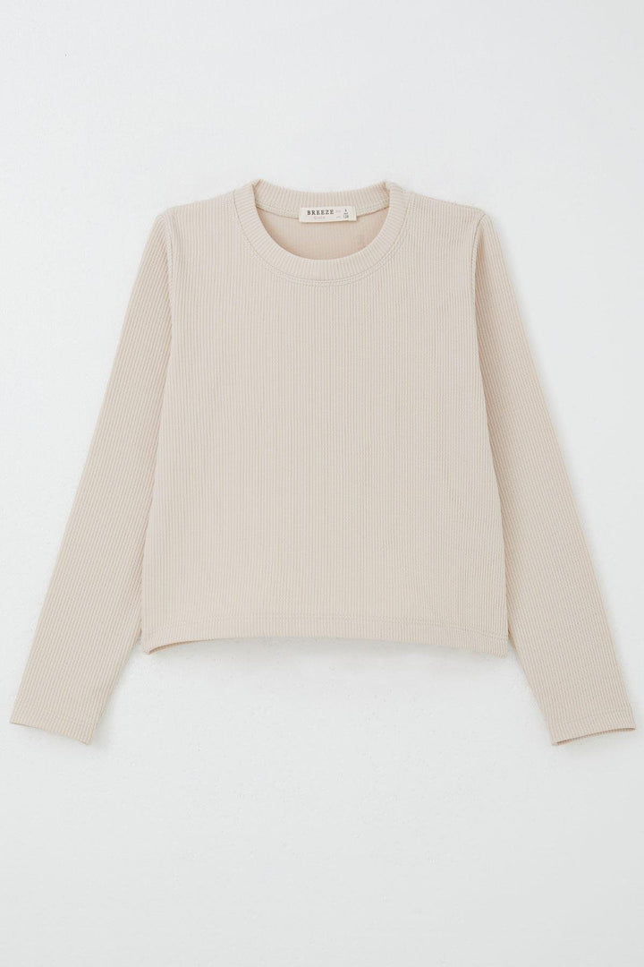 BRE Breeze Girl Child Long Sleeve T-Shirt Belt Length Basic 84 Years, Beige - Dale City