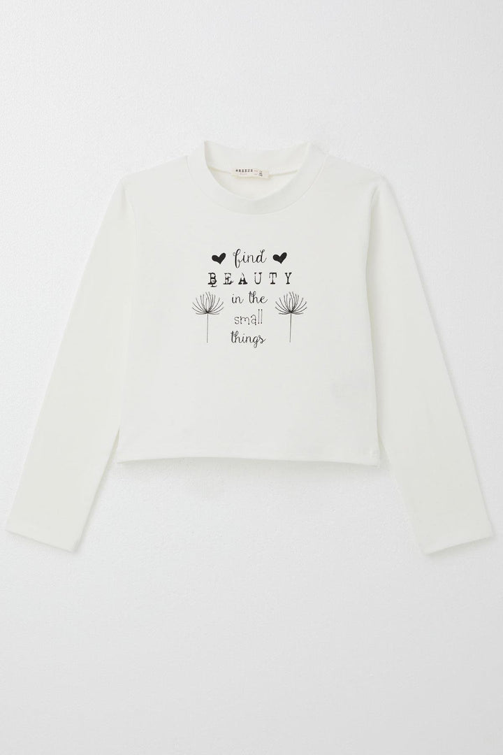 BRE Breeze Girl Child Long Sleeve T-Shirt Belt Length Printed 94 Years, Ecru - Tynemouth