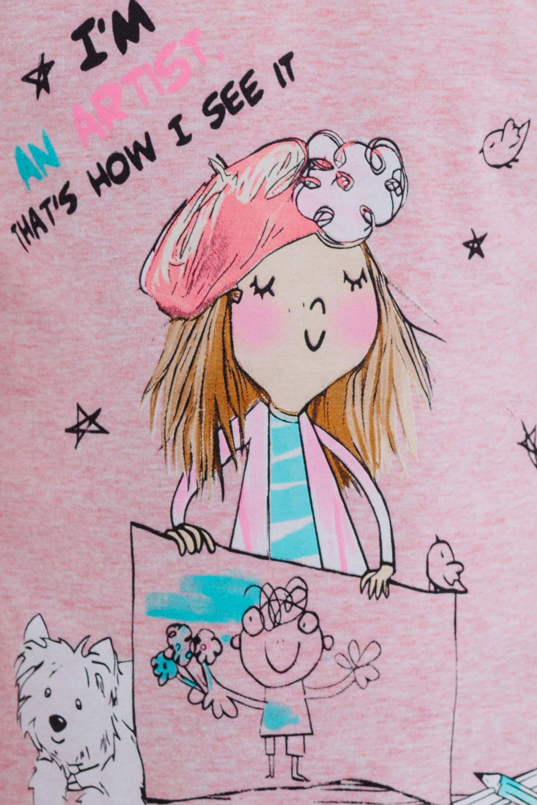 BRE Breeze Girl Child Long Sleeve T-Shirt Feeling Like an Artist Girl Printed 3-8 Years, Salmon Melange - Dublin