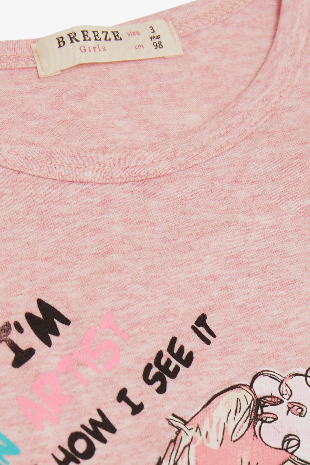 BRE Breeze Girl Child Long Sleeve T-Shirt Feeling Like an Artist Girl Printed 3-8 Years, Salmon Melange - Dublin