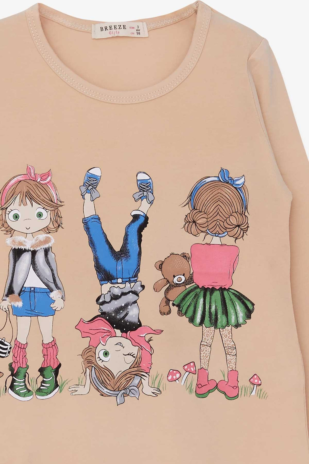 BRE Breeze Girl Child Long Sleeve T-Shirt Girl Printed 3-8 Years, Cream - Braga