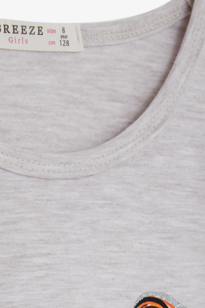 BRE Breeze Girl Child Long Sleeve T-Shirt Girl Bakılı 4-9 Years, Beige Melange - New Westminster