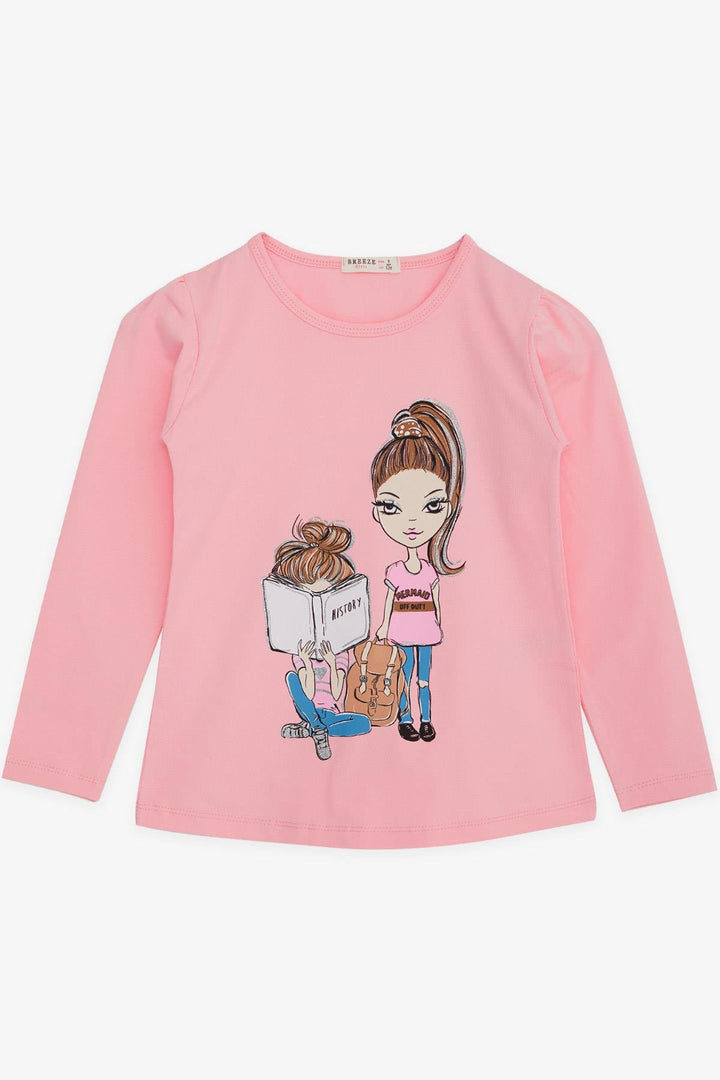 BRE Breeze Girl Child Long Sleeve T-Shirt Girl Checked 4-9 Years, Pink - Tulcea