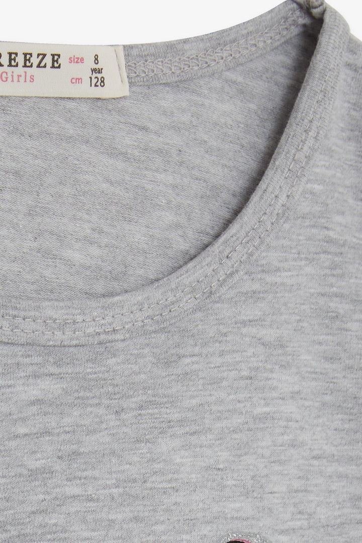 BRE Breeze Girl Child Long Sleeve T-Shirt Girl Bakılı 4-9 Years, Gray Melange - Louisville