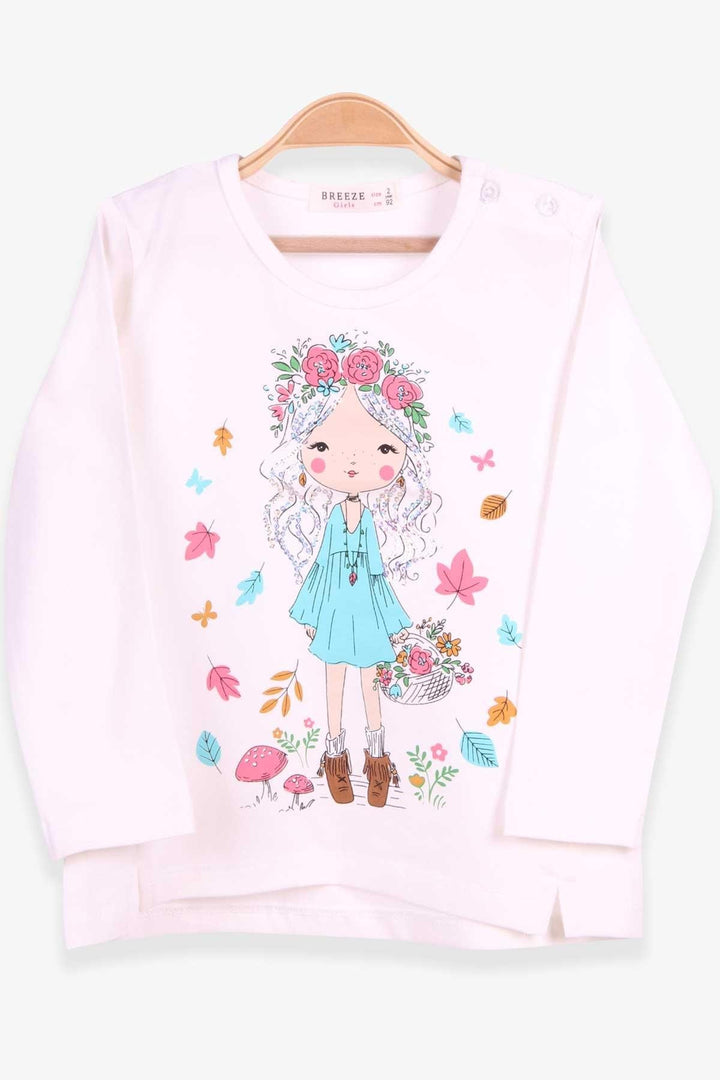 BRE Breeze Girl Child Long Sleeve T-Shirt Girl Child Printed 2-6 Years, Ecru - Castle Rock