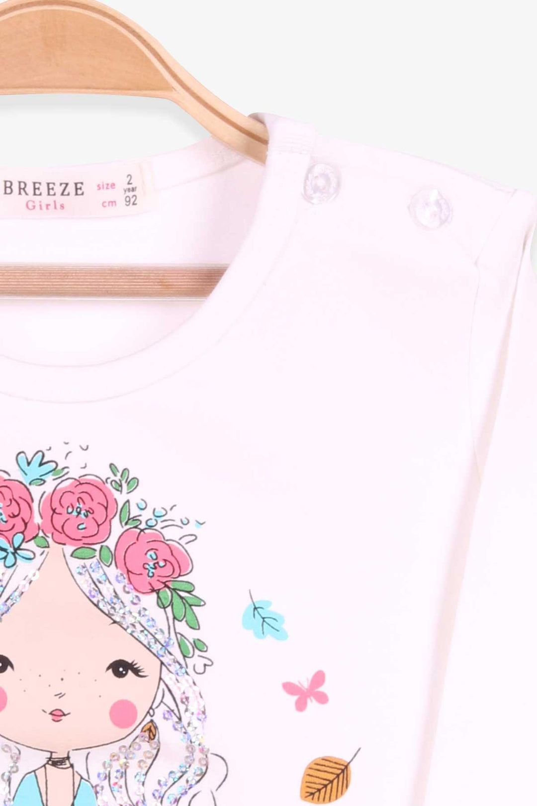 BRE Breeze Girl Child Long Sleeve T-Shirt Girl Child Printed 2-6 Years, Ecru - Castle Rock