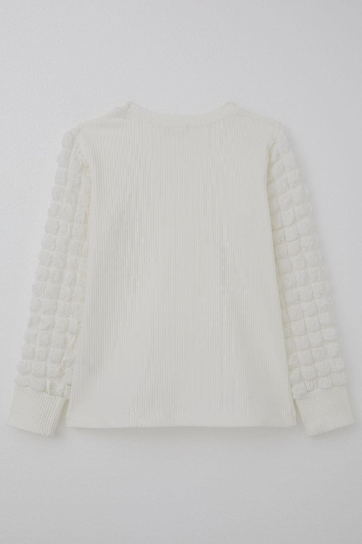BRE Breeze Girl Child Long Sleeve T-Shirt with Ruffled Fabric Detail, 84 Years, Ecru - Belleville
