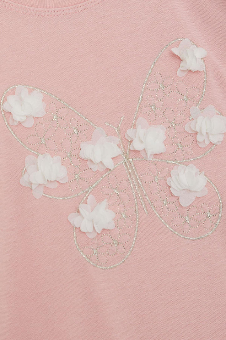 BRE Breeze Girl Child Long Sleeve T-Shirt Laser Cut Rose Printed Butterfly Printed 50 Years, Salmon - Peoria