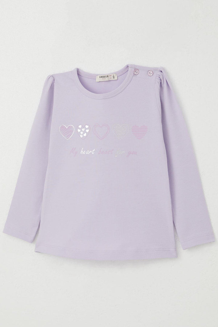 BRE Breeze Girl Child Long Sleeve T-Shirt Tiny Hearts 1.5-5 Years, Lilac - Stourbridge