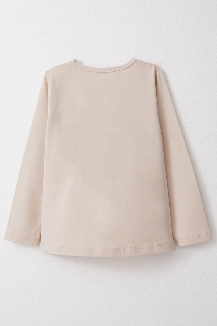 BRE Breeze Girl Child Long Sleeve T-Shirt with Happy Animals Print, 1.5-5 Years, Beige - Porirua